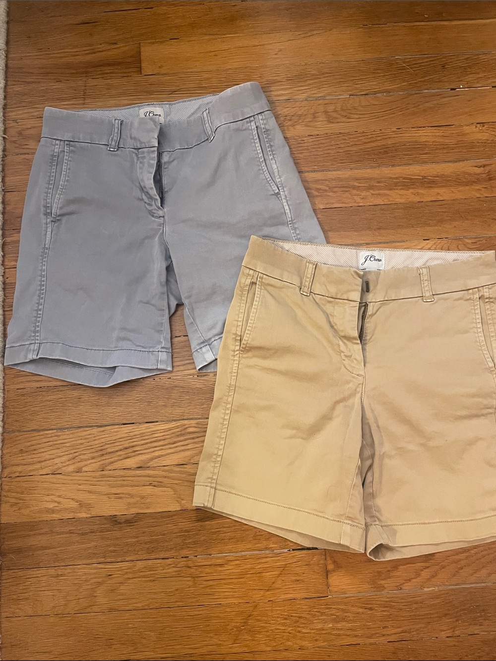 J. Crew Women's Chino Shorts in Light Gray and Khaki
